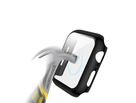 Apple Watch Series 5 y 4 Caja de pieza galvanizada de 44 mm + Funda protectora integrada con película templada (Negro)