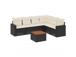 Maison Exclusive - Set De Comedor De Jardín 7 Pzas Y Cojines Ratán Sintético Negro