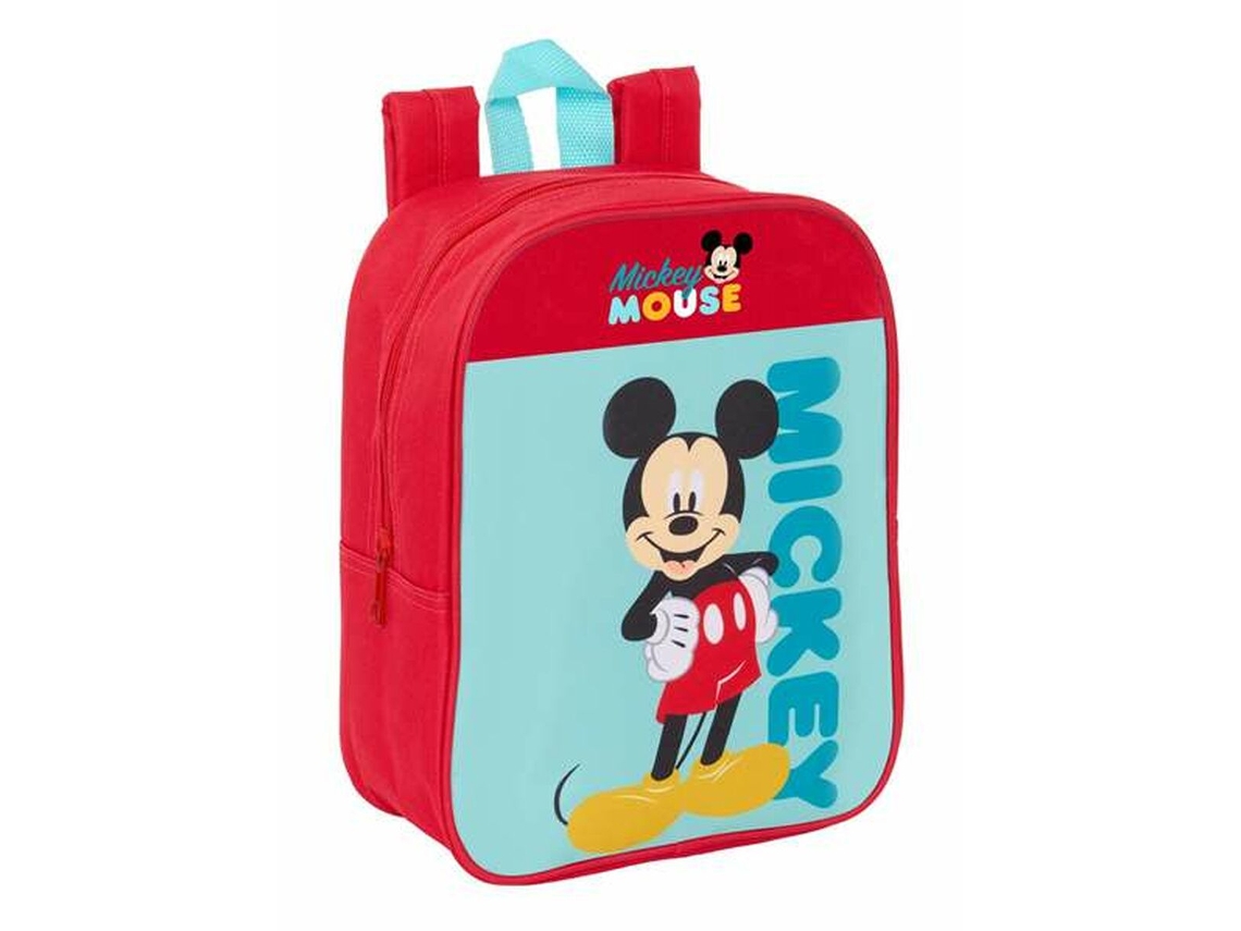 Mochila escolar Mickey Mouse azul y roja 22 x 27 x 10 cm