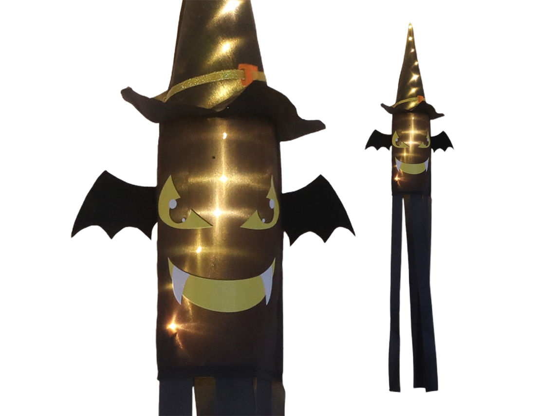 Decoración De Halloween: Adorno Colgante Iluminado Con Esqueleto, Calabaza Y Murciélago Para Jardín Y Fiestas.