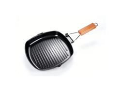 Sstrwgood Sartén Grill 28 Cm Con Mango De Madera Plegable Para Inducción Y Gas