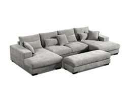 Sofá cama esquinero gigante con chaise longue Kim de 368 cm, gris