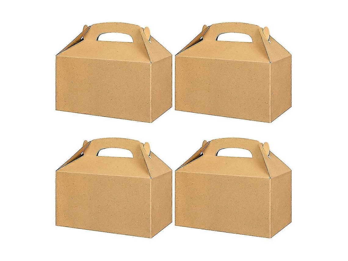 50 cajas blancas para regalos de fiesta, cajas de dulces con asas, bolsas de papel para galletas, modelo Gable B Hengjian
