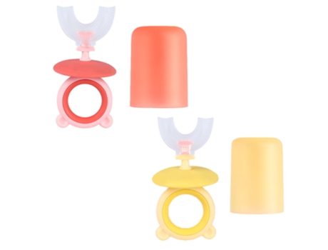 Paquete de 2 cepillos de dientes de silicona en forma de U para niños con taza de almacenamiento, cuidado bucal para niños - estilo 3