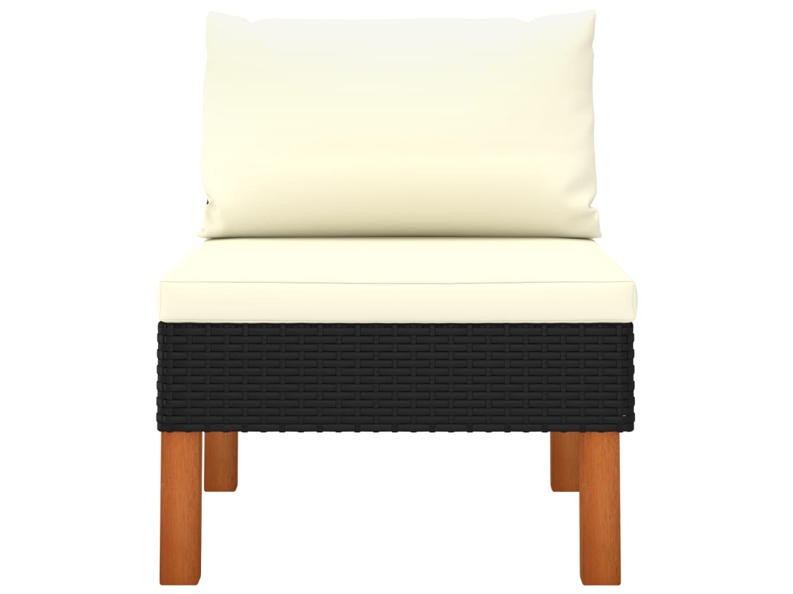Sofá Central | Sofá De Salón | Sofá De Descanso De Ratán Sintético Y Madera Maciza De Eucalipto Wsd690649