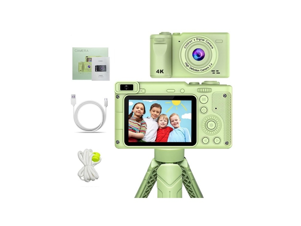 Cámara Digital 4k De 2.4 Pulgadas Con Zoom 8x Cámara Dual Ccd Hd Con Trípode Verde Gertiz