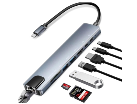 HUB USB C, estación de acoplamiento, PD de 100 W, Ethernet RJ45, lector de tarjetas SD/TF, puerto tipo C, compatible con MacBook Pro/Air, más CHRON...