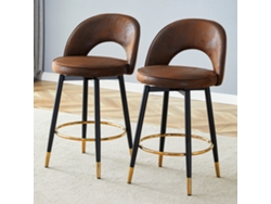 Silla De Bar Giratoria 360° - Tejido Tecnológico Transpirable, Acolchonada, Color Marrón Y Negro