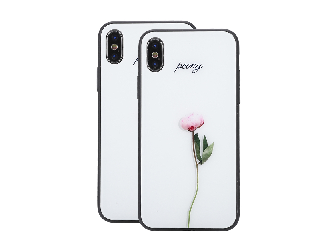 Funda protectora para iPhone X (estampado de flores sobre cristal)
