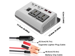 Omni-inversor De Corriente Para Coche 4 Puertos Usb 2.1a 2 Salidas Ac Convertidor Dc12v A Ac220v Cable 42.4cm Blanco