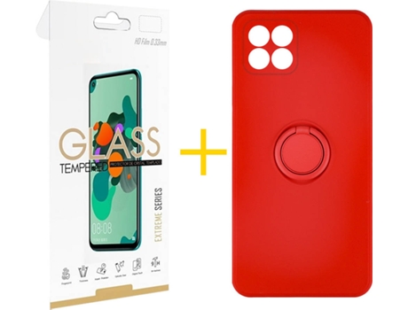 Carcasa + Protector de Pantalla para Huawei P40 Lite SKYHE Rojo