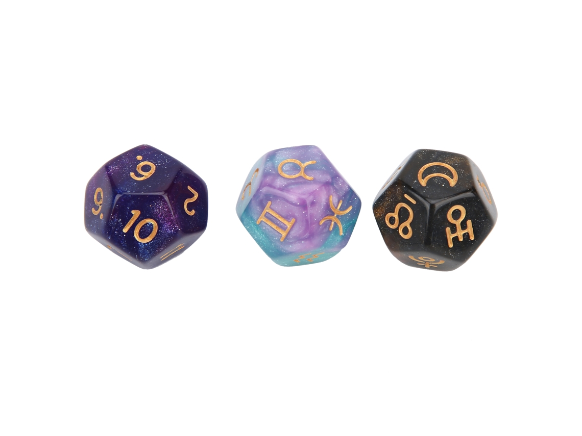3pcs Dados De Resina Para Divinación Tarot Astrología 12 Caras Juego Mesa Entretenimiento Fiesta