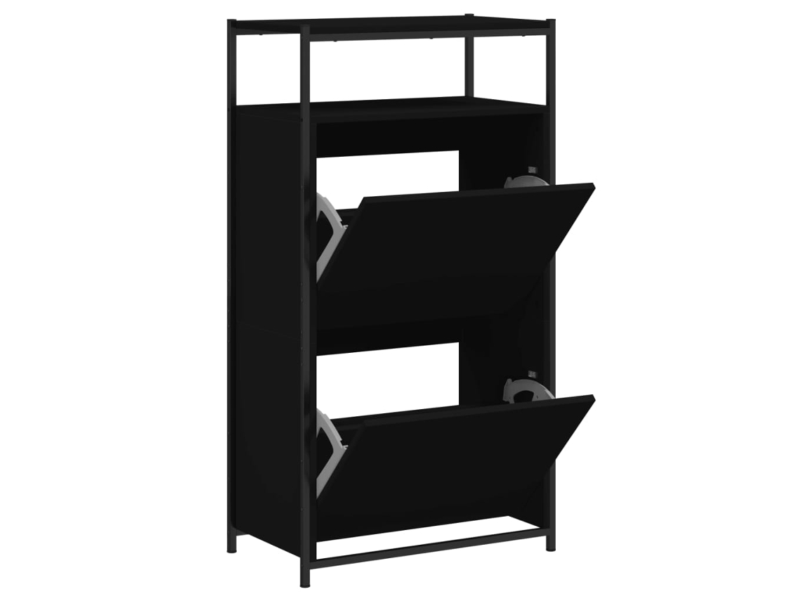 Maison Exclusive - Zapatero De Madera De Ingeniería Negro 60x34x112 Cm