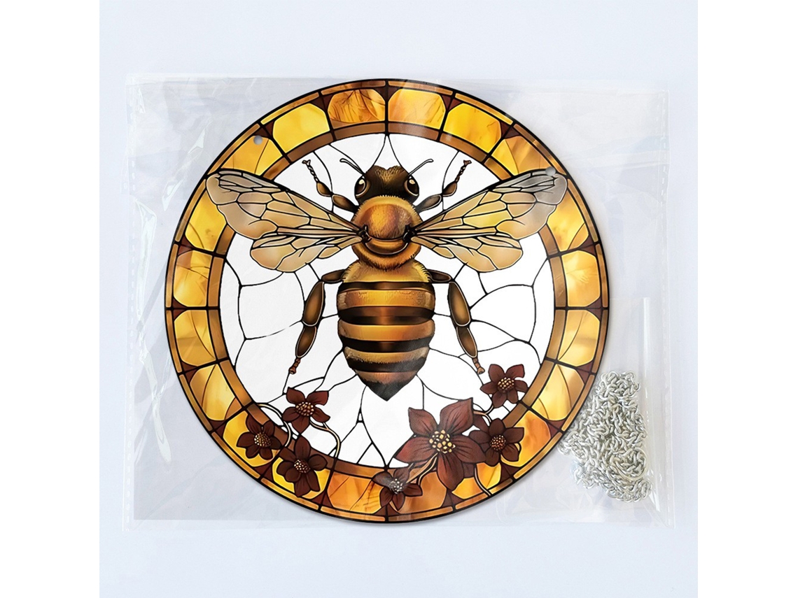 2 piezas Atrapasueños redondos Abeja Flor YKA265 Pintura acrílica