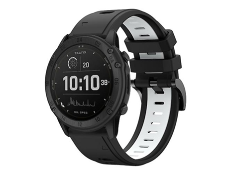 Correa para Garmin Tactix Delta 26mm Correa de reloj de silicona deportiva bicolor Negro-Blanco VENISYMLIS