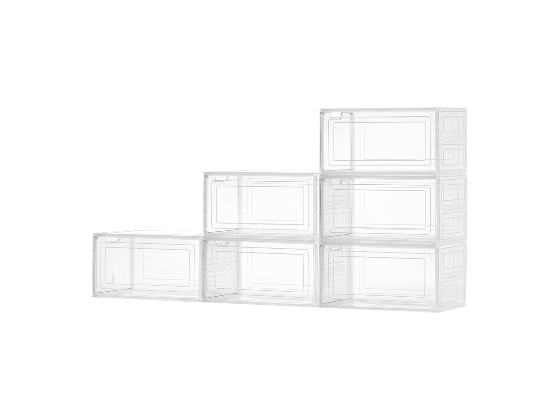 6 cajas magnéticas para zapatos Succebuy, tamaño 13 (EE. UU.), blancas y transparentes