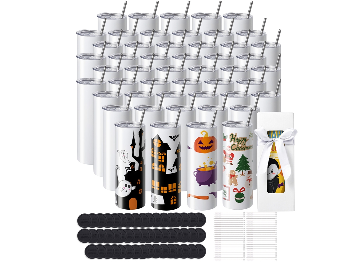 Vasos de sublimación rectos Succebuy, paquete de 50, 20 oz, a granel
