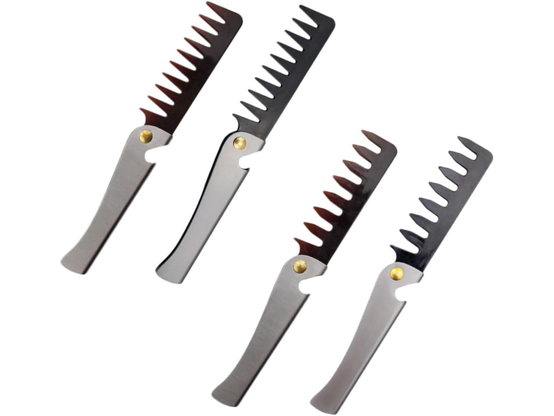 4pièces Peigne Acier Inoxydable De Voyage Para Cheveux Y Barbe Types De Utilisation Quotidienne ...