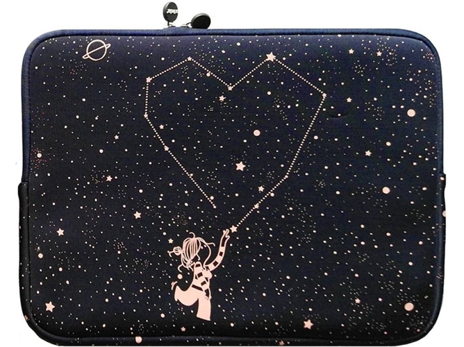 Funda La Volatil 13.3 pulgadas estrellas wondee hasta 14 con diseño rosas sobre fonzo azul oscuro acolchada y reforzada cremallera estampada mr wonderful para 3378 133 volap001