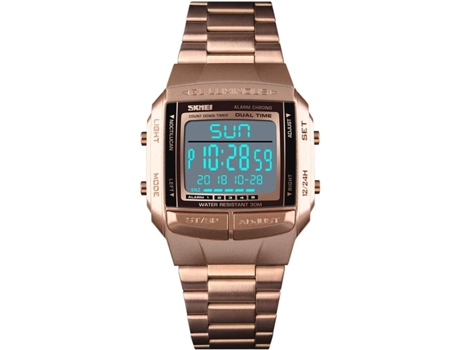 VEANXIN Style Reloj digital cuadrado para hombre Relojes de pulsera deportivos impermeables-Plata