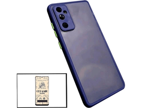Kit Funda Antichoque y Película 5D Full Cover y Soporte Magnético de Coche L Safe Driving Samsung Galaxy A13 PHONECARE Azul
