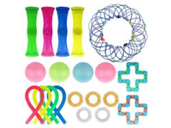 Conjunto de 20 brinquedos sensoriais antiestresse Rebe: malha de mármore, cordas elásticas para crianças e adultos, ideal para festas em sala de aula.