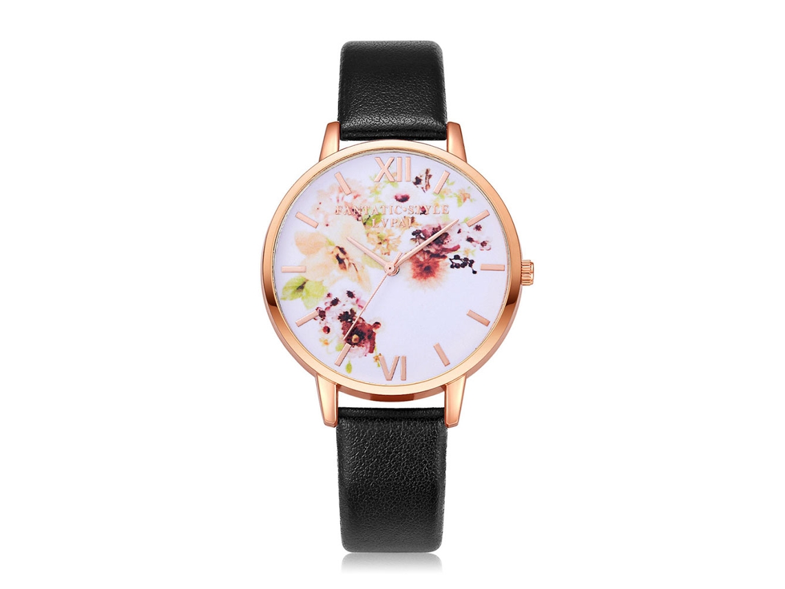 Reloj De Pulsera Analógico Gaiety Para Mujer, Redondo, Dorado, Con Correa De Pu Azul.