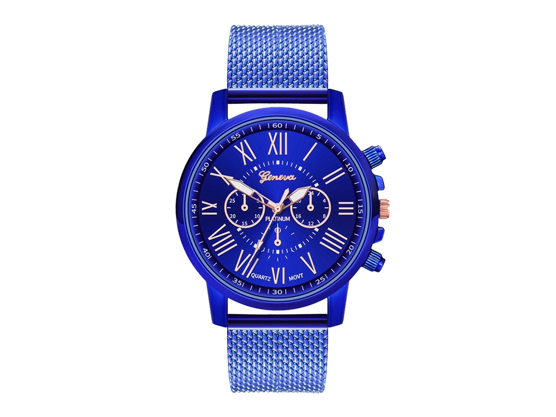 Reloj De Pulsera Analógico De Cuarzo Unisex Con Correa Informal De Cuero Sintético Azul.