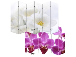 Biombo separador de ambientes de 6 paneles, 180 x 240 cm, diseño orquídea Par04008