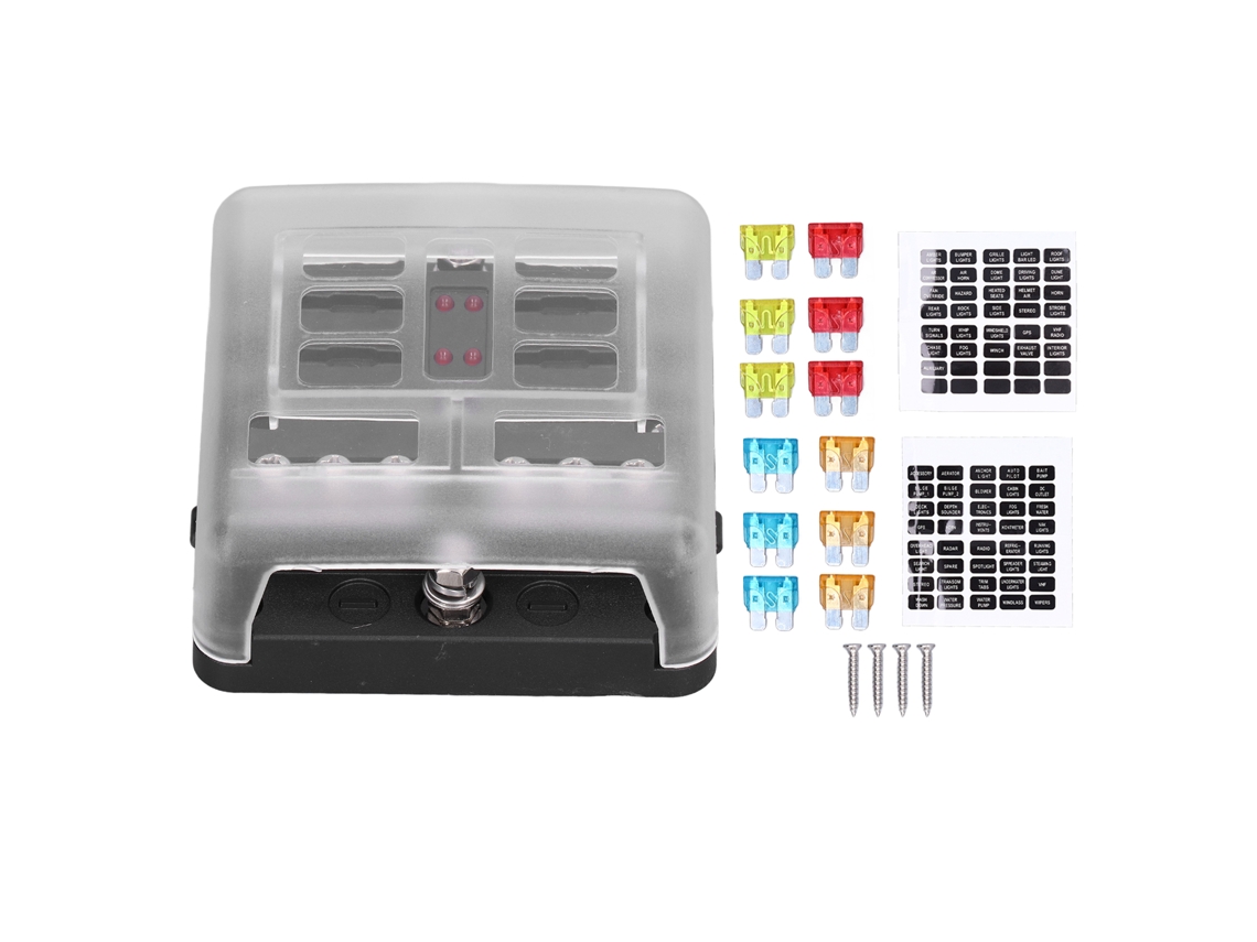 Bloque De Fusibles Caja Porta 6 Vías Impermeable Con Indicador Led Para Vehículo Barco