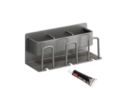 Portacepillos de dientes de pared gris con 3 tazas, accesorio de baño