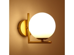 Aplique Esférico Em Vidro "arup", Estilo Industrial Moderno Com Acabamento Dourado De Brilho Médio