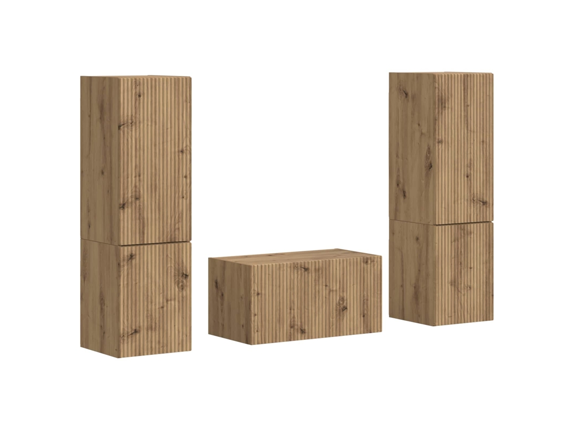 Conjunto de mueble de TV de roble de 5 piezas hecho a mano EXCLUSIVO DE LA CASA