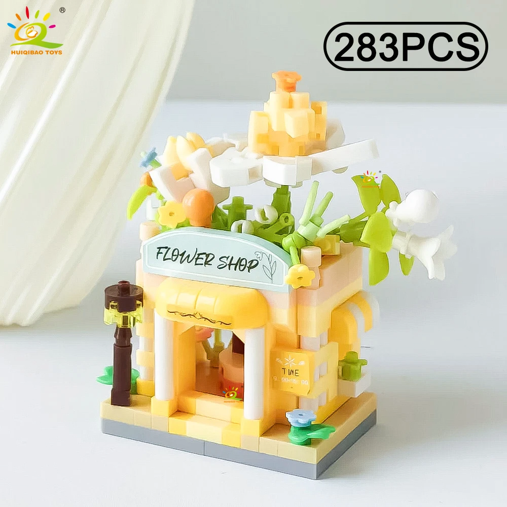 Lindo Modelo De Tienda De Flores Moc, Modelo De Tienda De Escena Callejera En Miniatura