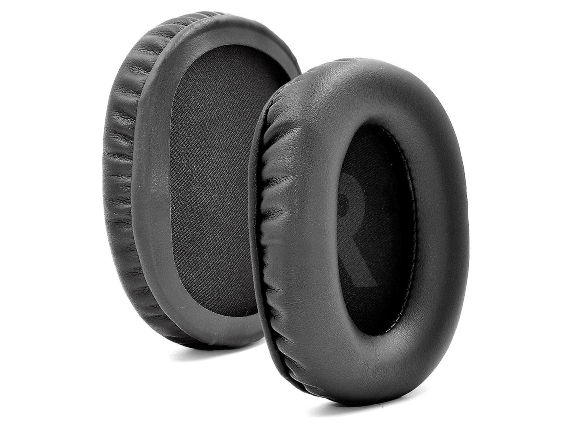 Un par de almohadillas de espuma viscoelástica para auriculares Logitech G Pro/G Pro X1, de piel sintética negra.