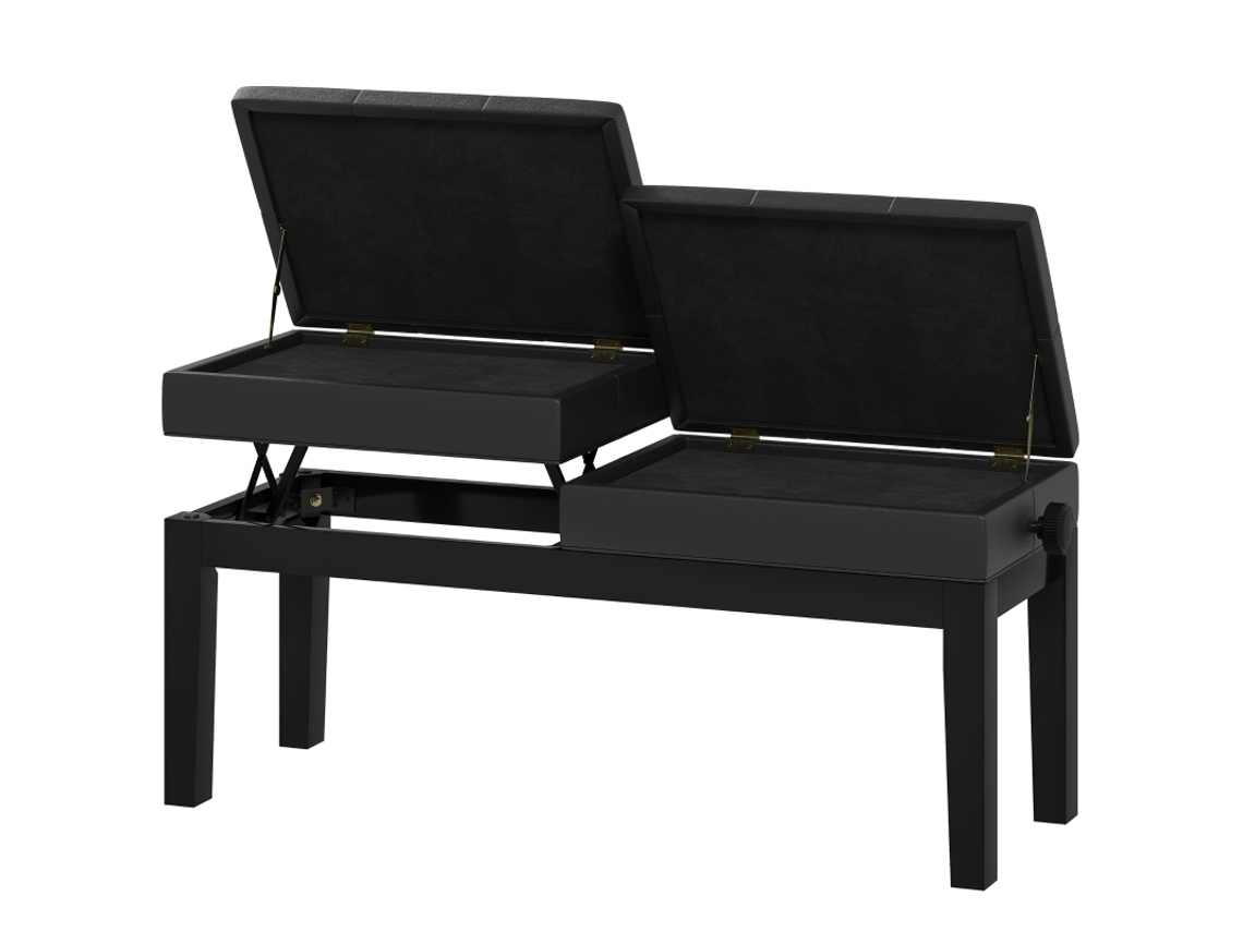 Banco/taburete Para Piano Regulable En Altura Con Espacio De Almacenamiento, Capacidad De Carga De Hasta 220 Kg, Polipiel, Negro, 105 X 37 X 48-58 Cm