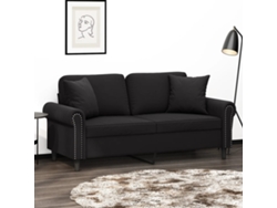Sofá De 2 Plazas Con Cojines Terciopelo Negro 140 Cm