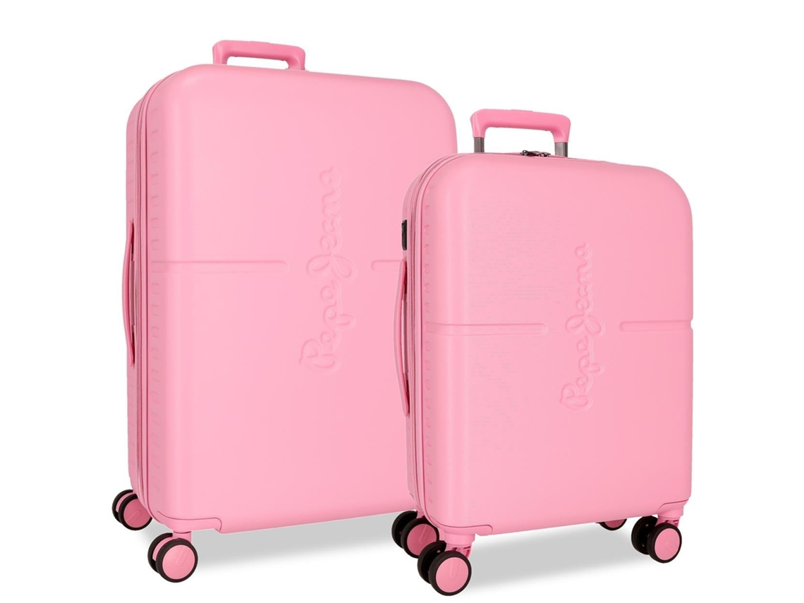 Juego de maletas ABS con detalles en rosa de Pepe Jeans