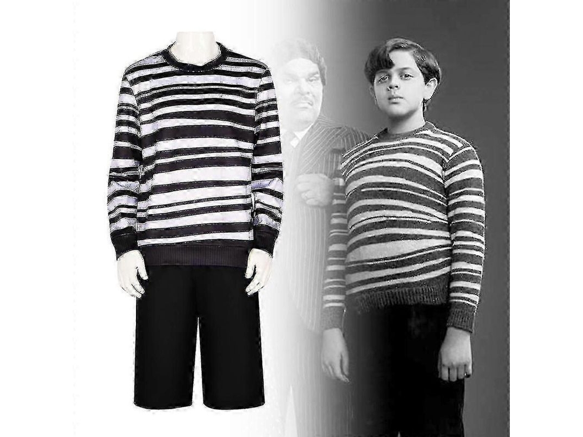 2026altiro-disfraz De Pugsley Addams Para Niños, Camisa A Rayas Blancas Y Negras, Miércoles, Halloween, Talla Xl Para Niños