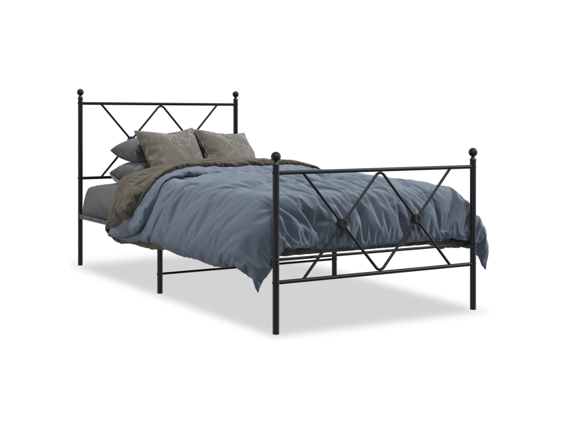 Maison Exclusive - Estructura Cama Sin Colchón Con Estribo Metal Negro 90x200 Cm