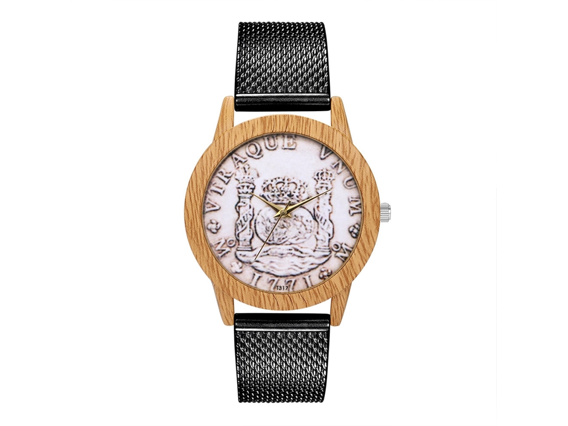 Reloj De Cuarzo Unisex Para Parejas, Con Brazalete De Malla De Acero Negro.