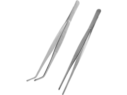 Set De 2 Pinzas De Cocina Profesionales Multipropósito Con Punta Recta Y Curva, Acero Inoxidable De Alta Calidad Y Mango Antideslizante