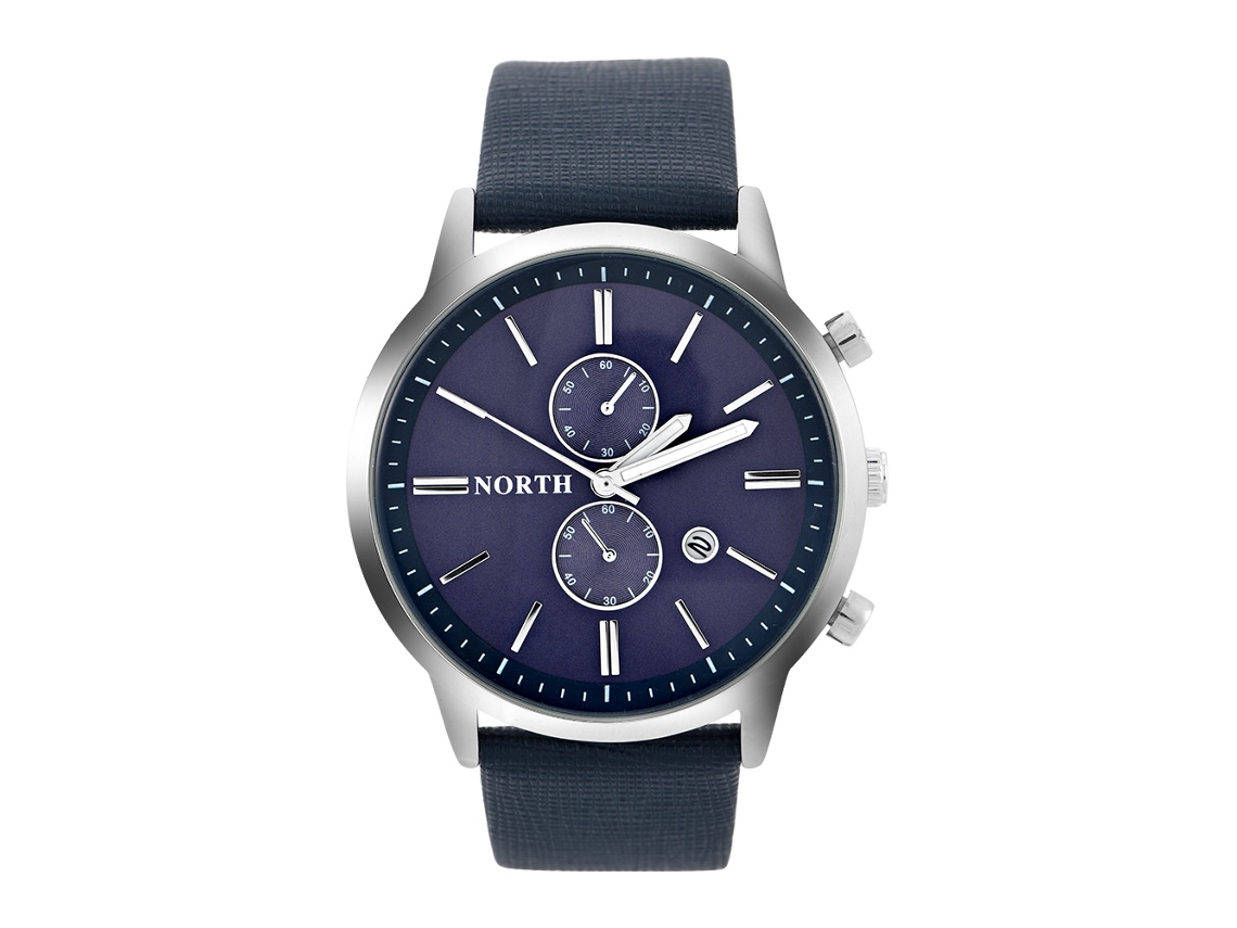 Reloj Naviforce Para Hombre, Resistente Al Agua, Doble Movimiento, Correa De Pu, Oro Rosa + Azul.