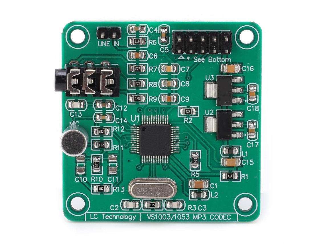 Módulo De Audio Con Cristal De 12.288mhz Para Reproducción Mp3, Decodificación Y Grabación En Placa