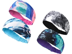 Conjunto De 4 Faixas De Cabeça Esportivas Unissex, Em Poliéster Elástico, Antiderrapantes, Para Ioga, Corrida, Fitness E