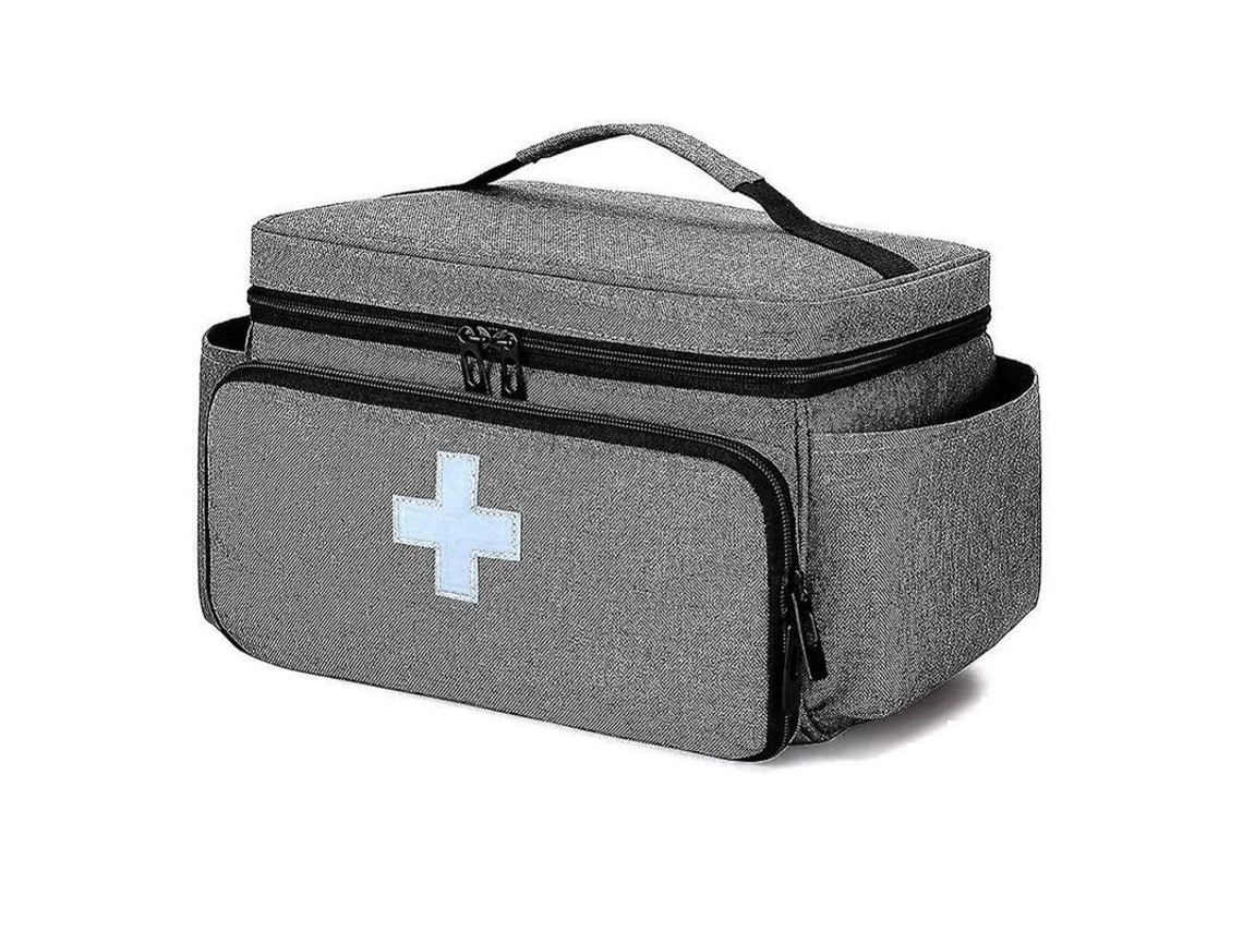 Bolsa de almacenamiento de enfermería 2026, botiquín de primeros auxilios pequeño y portátil para el hogar, color gris.