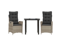 Maison Exclusive - Set Comedor De Jardín 3 Pzas Cojines Ratán Sintético Gris Claro