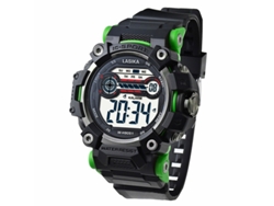 (negro Y Verde) Elegante Reloj Electrónico Deportivo Multifuncional Con Acabado Luminoso Y Diseño Resistente Al Agua Para Niños.