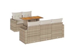 Conjunto 6 de sofás jardín con cojines VIDAXL ratán sintético beige