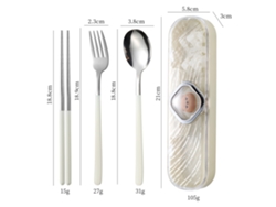(juego De 3 Piezas De Palillos, Cuchara Y Tenedor De Color Plateado) Juego De Palillos, Tenedor Y Cuchara De Acero Inoxidable 304